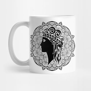 Virgo Mandala Zodiac in Black and White Mug